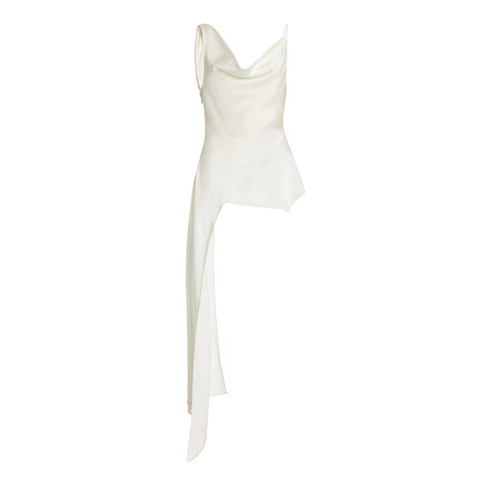 NEW JONATHAN SIMKHAI ronnie asymmetric satin top in white - Picture 3 of 3